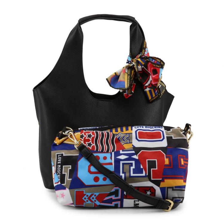 Pre Owned Love Moschino Black Faux Leather Scarf Shoulder Bag