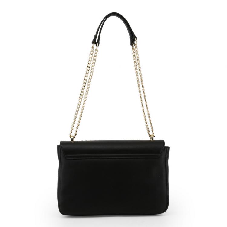 Pre Owned Love Moschino Black Faux Leather Studded Chain Shoulder Bag