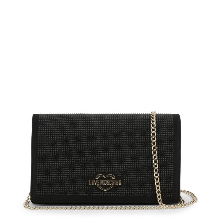 مملوكة مسبقًا Love Moschino Black Fabric Studded WOC Clutch Bag