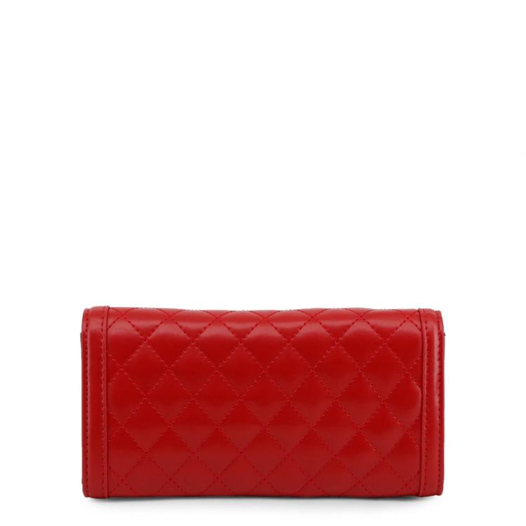 Pre Owned Love Moschino Red Quilted Faux Leather WOC Clutch Bag