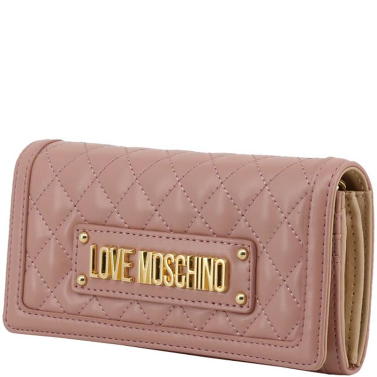 Pre Owned Love Moschino Pink Quilted Faux Leather WOC Clutch Bag