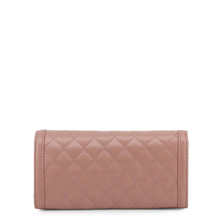 Pre Owned Love Moschino Pink Quilted Faux Leather WOC Clutch Bag