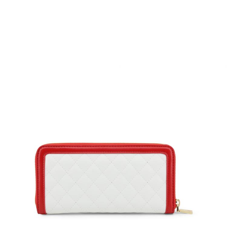 Pre Owned Love Moschino Two Tone Quilted Faux Leather Zip Around Wallet