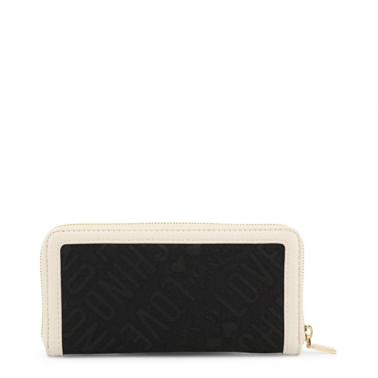 Pre Owned Love Moschino Two Tone Signature Fabric and Faux Leather Zip Around Wallet