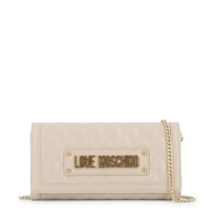 Pre Owned Love Moschino White Faux Leather WOC Clutch Bag 