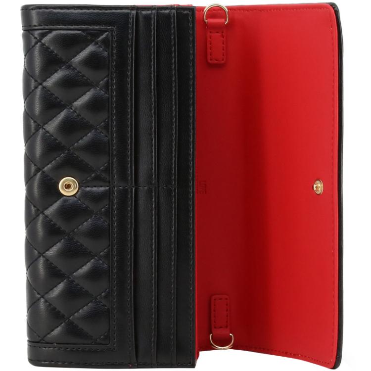 Pre Owned Love Moschino Black Quilted Faux Leather WOC Clutch Bag 