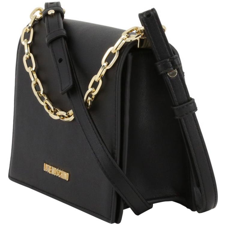 Pre Owned Love Moschino Black Faux Leather Chain Crossbody Bag 