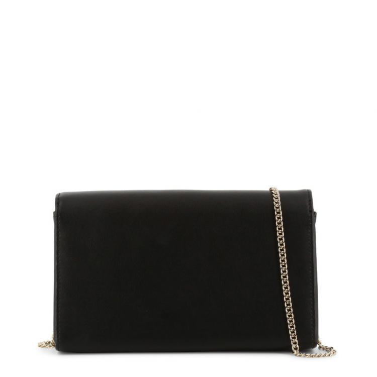 Pre Owned Love Moschino Black Faux Leather Embroidered WOC Crossbody Bag 