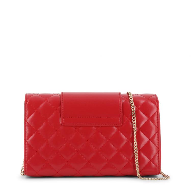 Pre Owned Love Moschino Red and Gold Quilted Faux Leather WOC Crossbody Bag 