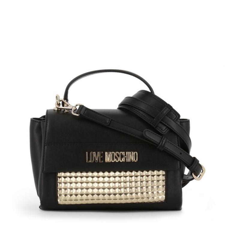 Pre Owned Love Moschino Black/Gold Faux Leather Top Handle Bag