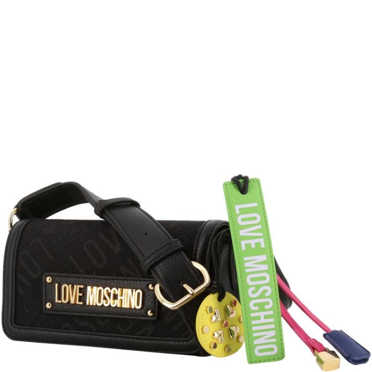 Pre Owned Love Moschino Black Faux Leather Crossbody Bag