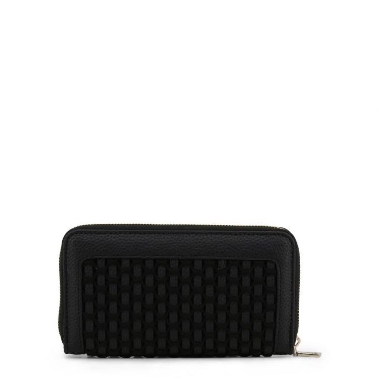 Pre Owned Love Moschino Black Faux Leather Zip Around Wallet