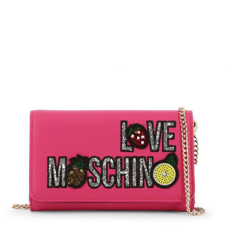 Pre Owned Love Moschino Pink Faux Leather WOC Clutch Bag