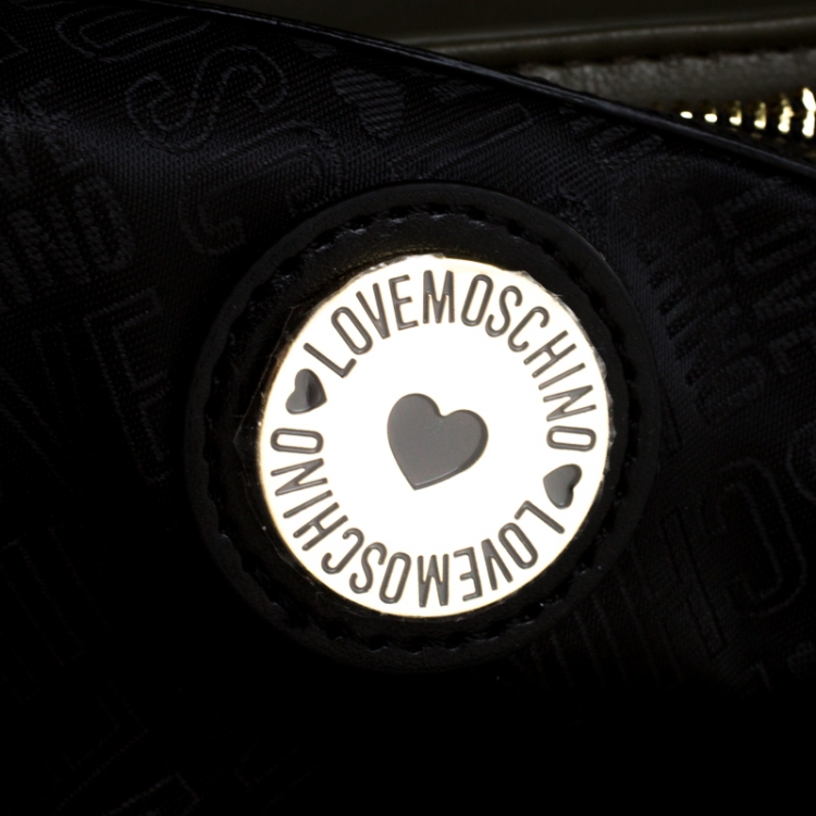 Pre Owned Love Moschino Green Quilted Faux Leather Shoulder Bag
