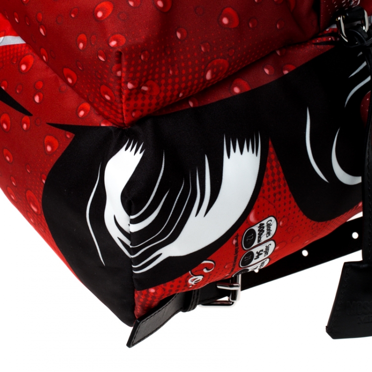 Pre Owned Moschino Multicolor Eyes Collection Print Nylon Backpack