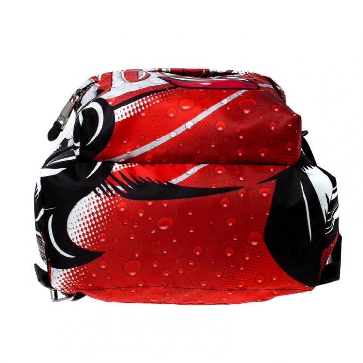 Pre Owned Moschino Multicolor Eyes Collection Print Nylon Backpack