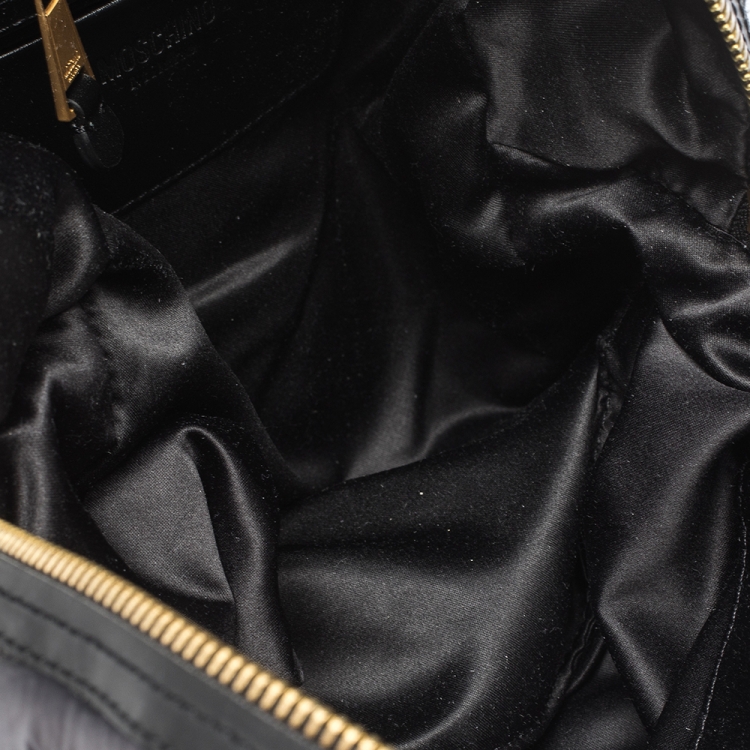 Pre Owned Moschino Black Quilted Nylon Logo Backpack