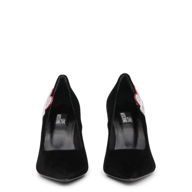 Pre Owned Love Moschino Black Velvet Pointed Toe Pumps Size 38