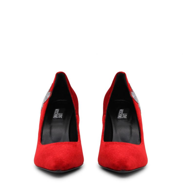 Pre Owned Love Moschino Red Velvet Pointed Toe Pumps Size 37