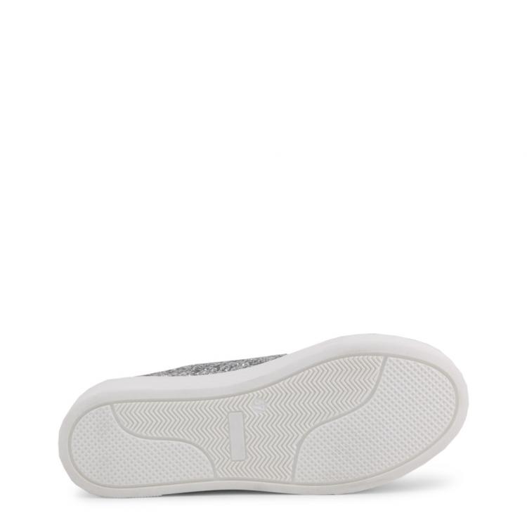 Pre Owned Love Moschino White Glitter and Leather Platform Sneakers Size 39