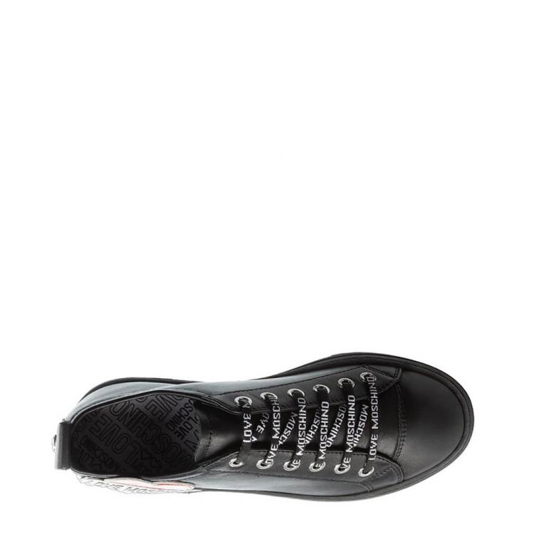 Pre Owned Love Moschino Black Faux Leather Platform Sneakers Size 40
