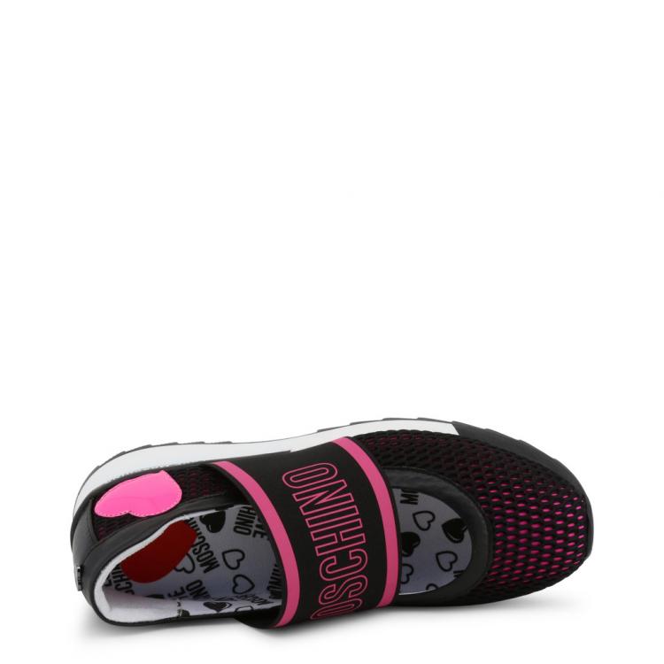 Pre Owned Love Moschino Black/Pink Faux Perforated Slip On Sneakers Size 40