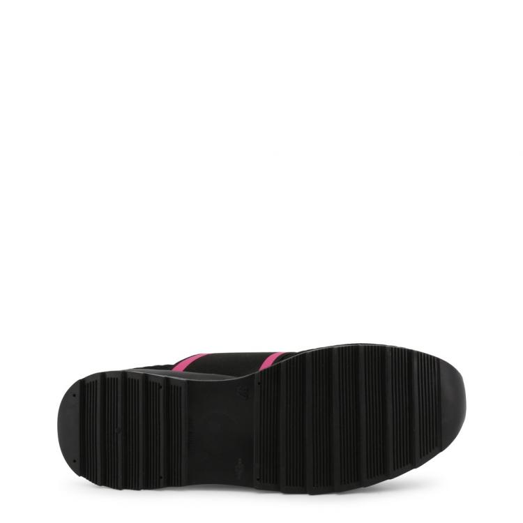 Pre Owned Love Moschino Black/Pink Faux Perforated Slip On Sneakers Size 40
