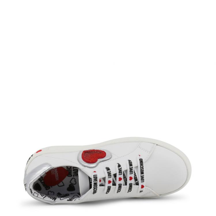 Pre Owned Love Moschino White Faux Leather Platform Sneakers Size 39