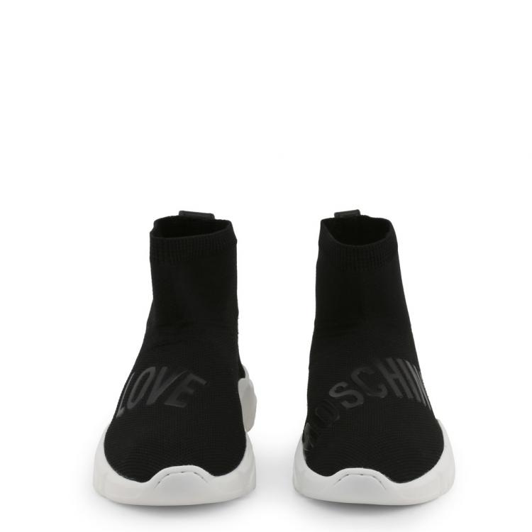 Pre Owned Love Moschino Black Fabric High Top Sneakers Size 41