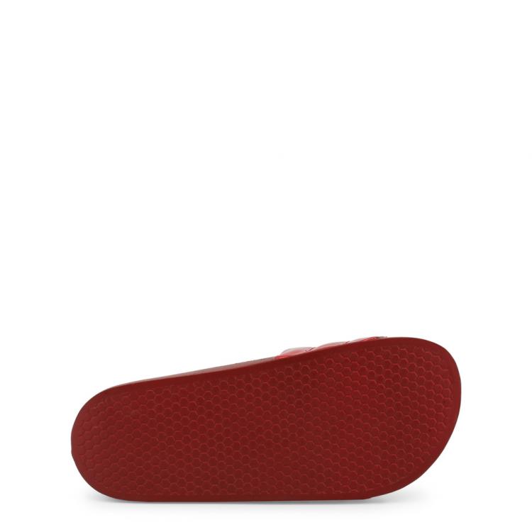 Pre Owned Love Moschino Red Rubber Flat Slides Size 41