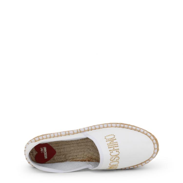 Pre Owned Love Moschino White Faux Leather Platform Espadrilles Size 39