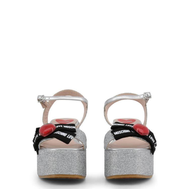 moschino logo tape wedge sandals