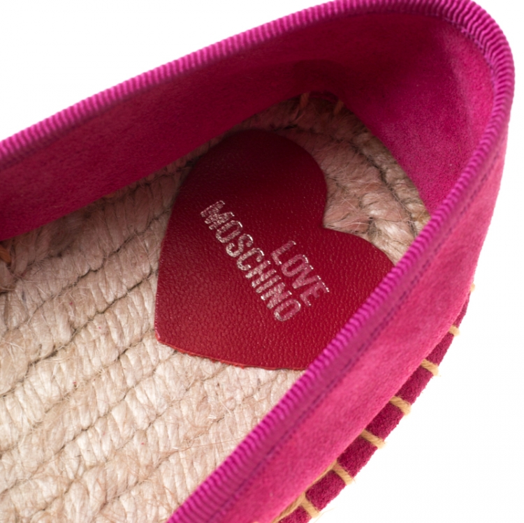 Pre Owned Love Moschino Pink Suede Platform Espadrilles Size 36