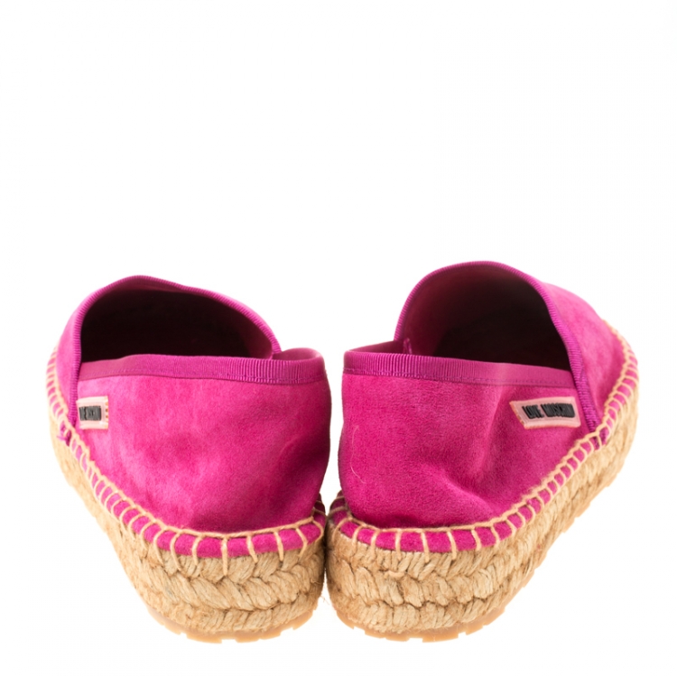 Pre Owned Love Moschino Pink Suede Platform Espadrilles Size 36