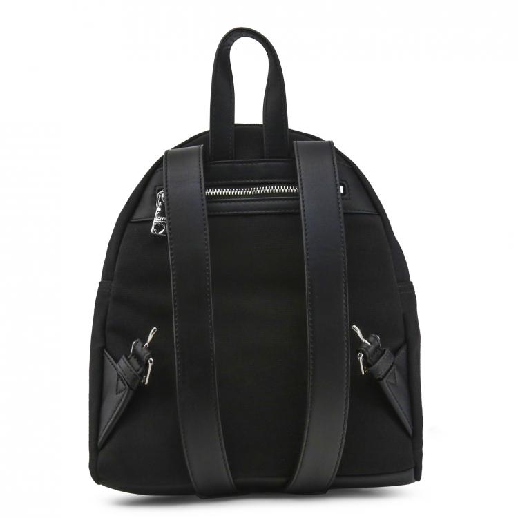 Pre Owned Love Moschino Black Canvas Logo Embroidered Backpack