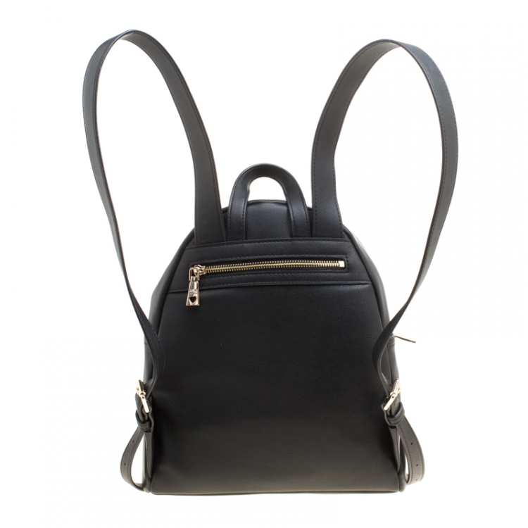 Pre Owned Love Moschino Black Leather Backpack
