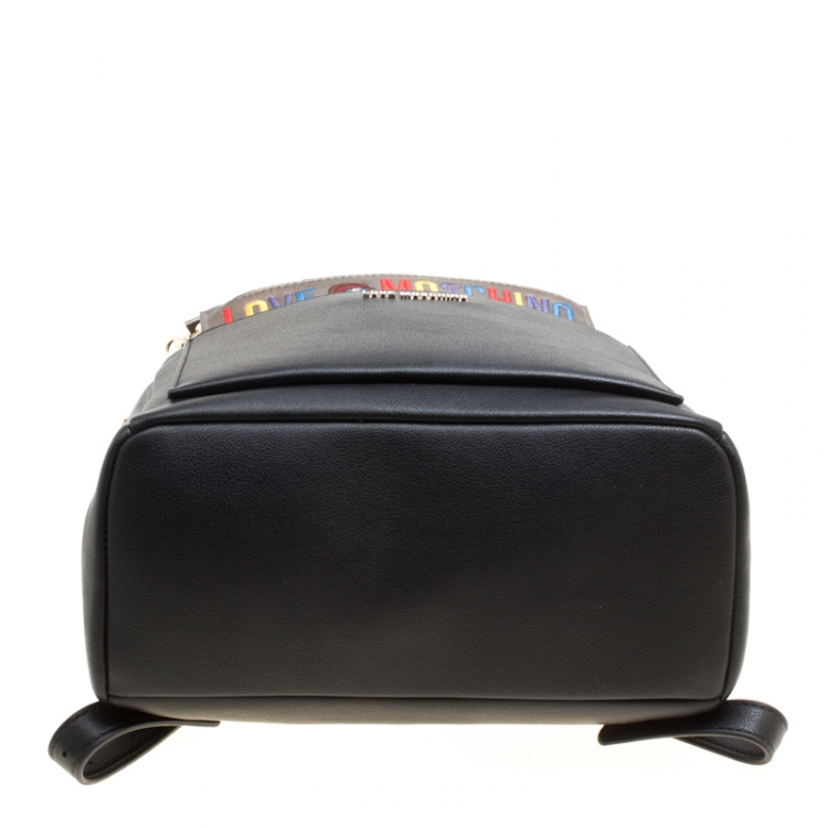 Pre Owned Love Moschino Black Leather Backpack