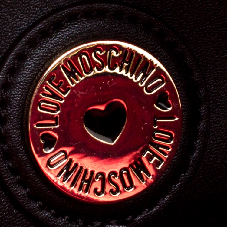 Pre Owned Love Moschino Black Leather Backpack