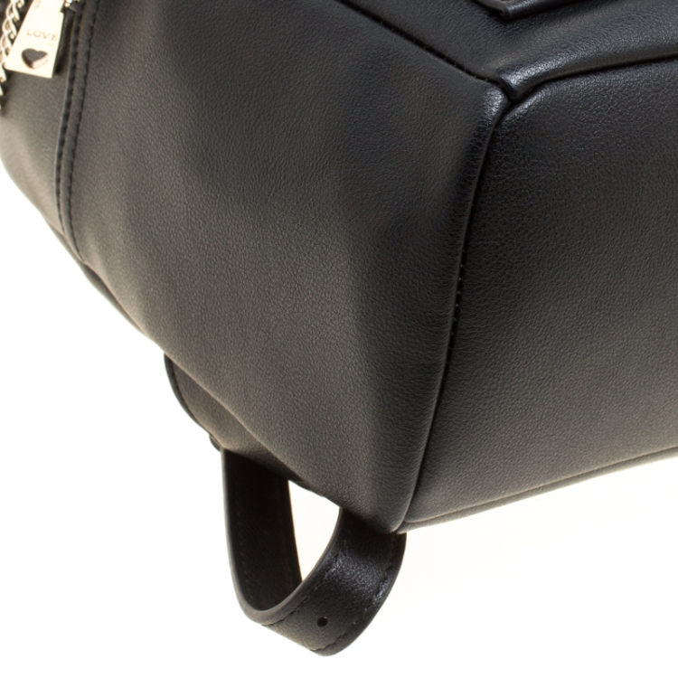 Pre Owned Love Moschino Black Leather Backpack