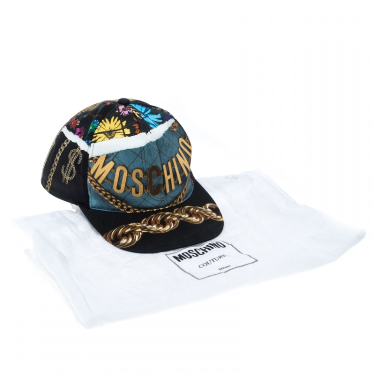 Pre Owned Moschino Multicolor Editorial Print Cap L