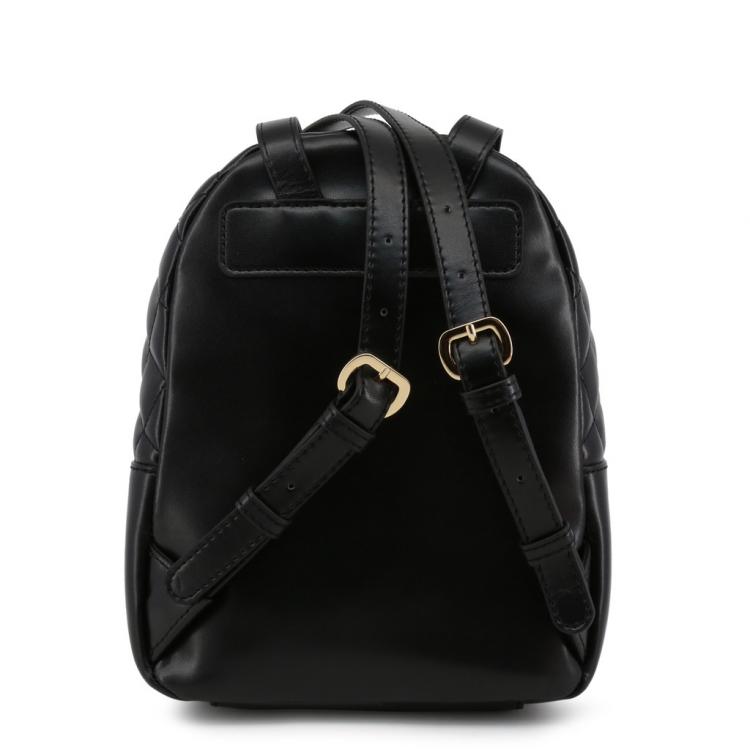 Pre Owned Love Moschino Black Quilted Faux Leather Chain Handle Backpack