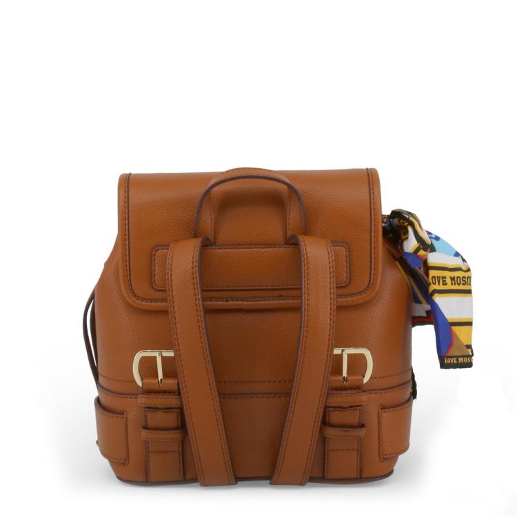 Pre Owned Love Moschino Brown Faux Leather Scarf Backpack
