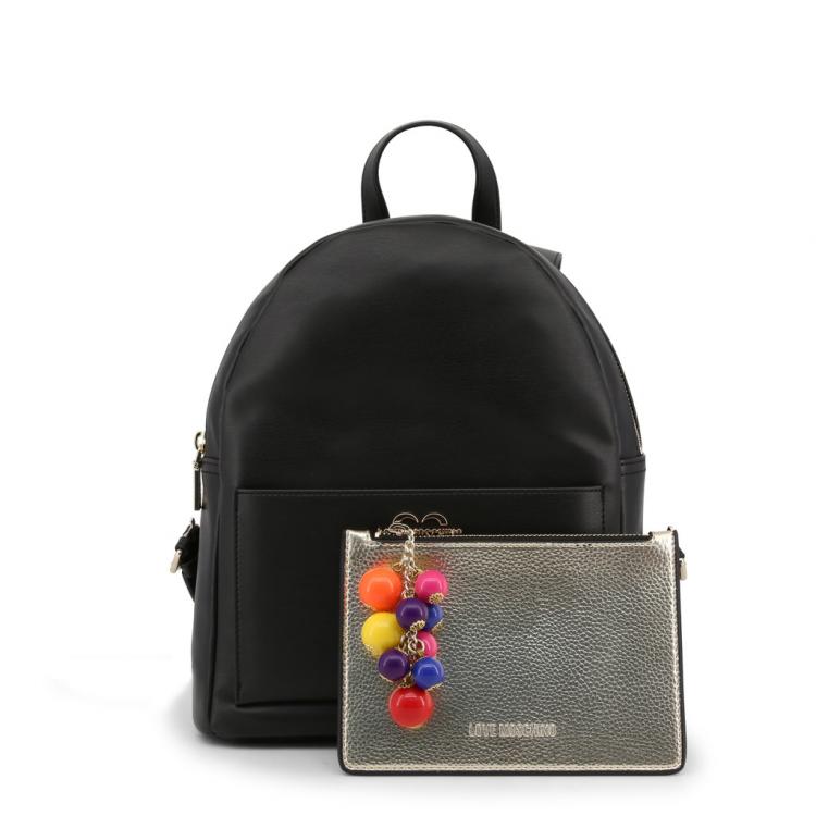 Pre Owned Love Moschino Black Faux Leather Backpack