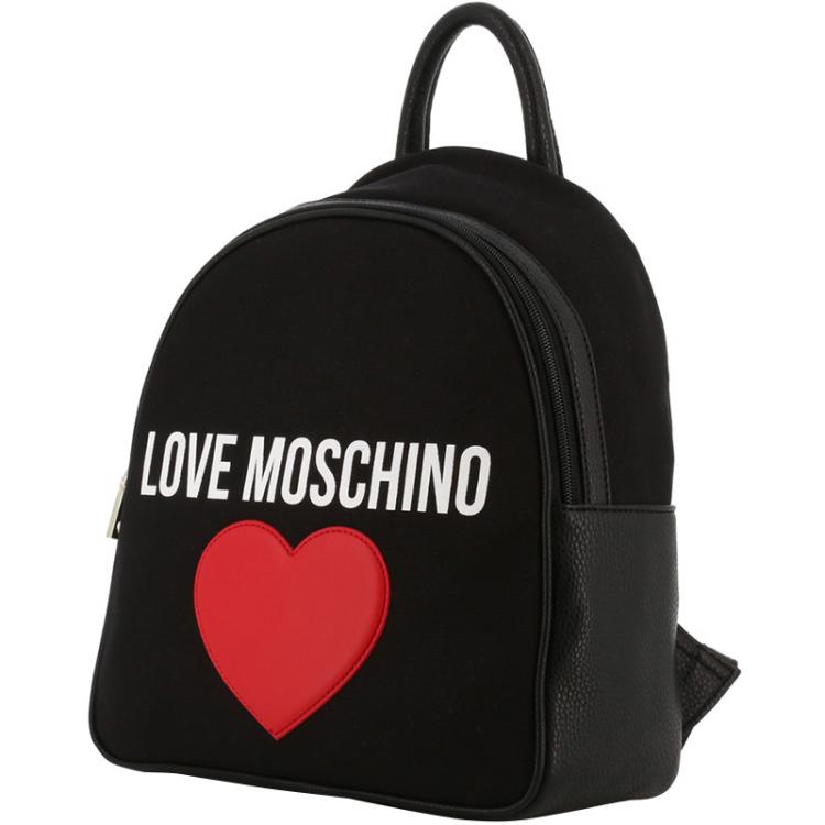 Pre Owned Love Moschino Black Fabric Applique Backpack