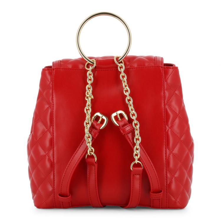 Pre Owned Love Moschino Red Quilted Faux Leather Ring Handle Backpack