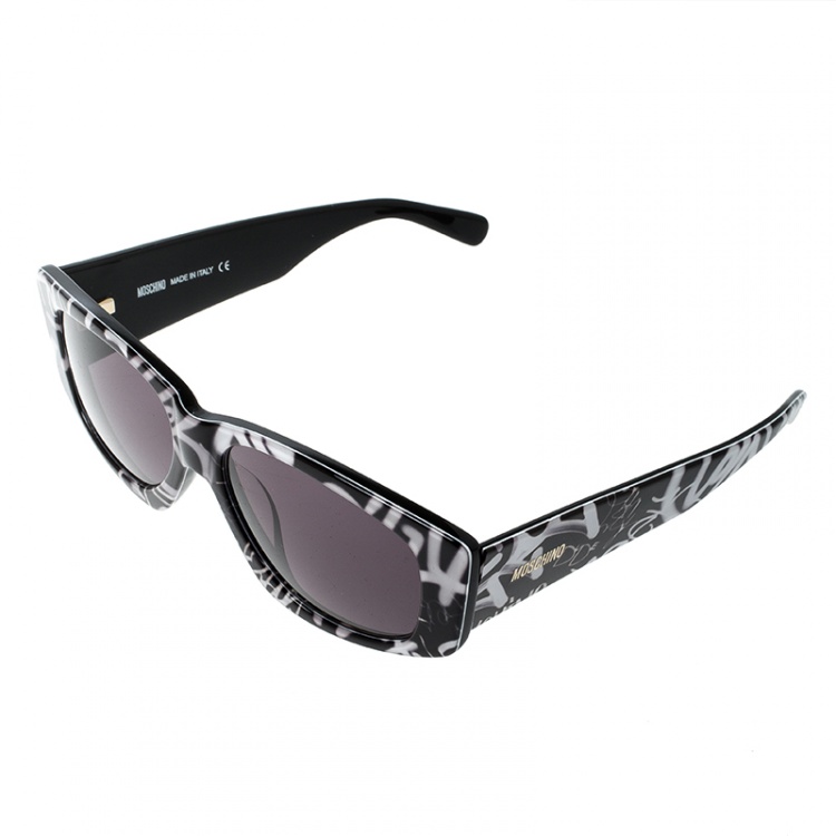 Pre Owned Moschino Black and White MO818S02 Square Sunglasses