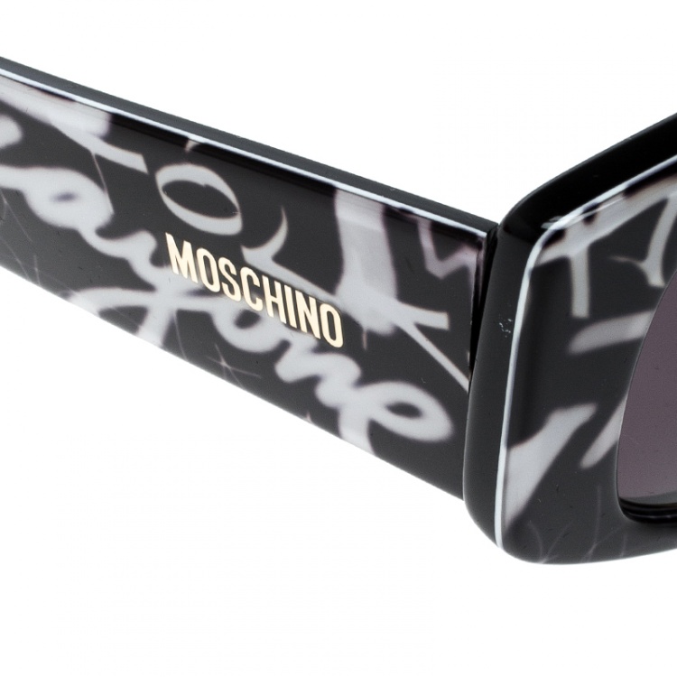 Pre Owned Moschino Black and White MO818S02 Square Sunglasses