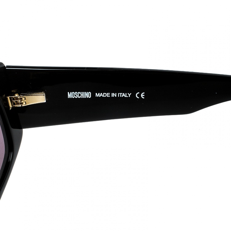 Pre Owned Moschino Black and White MO818S02 Square Sunglasses