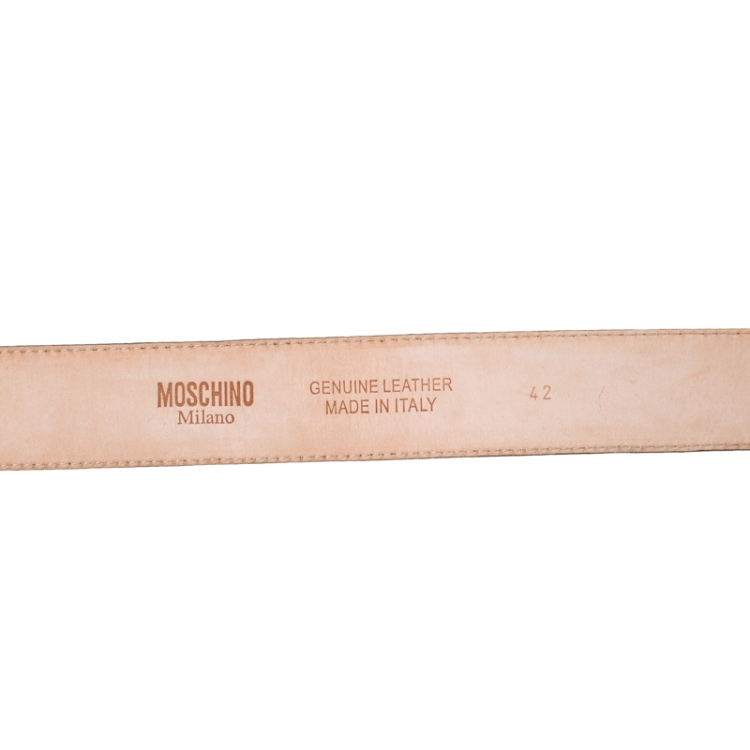 Pre Owned Moschino Red Leather Capsule Collection Mc Donald's Belt 95CM