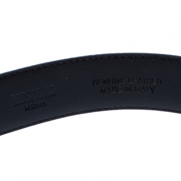 مملوكة مسبقًا Moschino Olive Green Leather Logo Belt 85CM